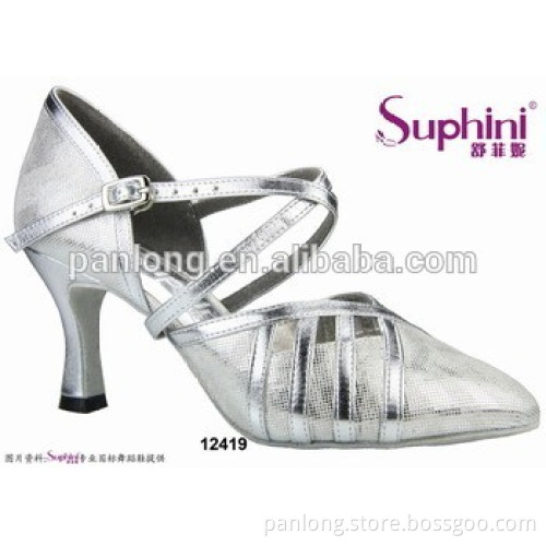 Silver Elegant Social Ballroom Dance Shoe Women